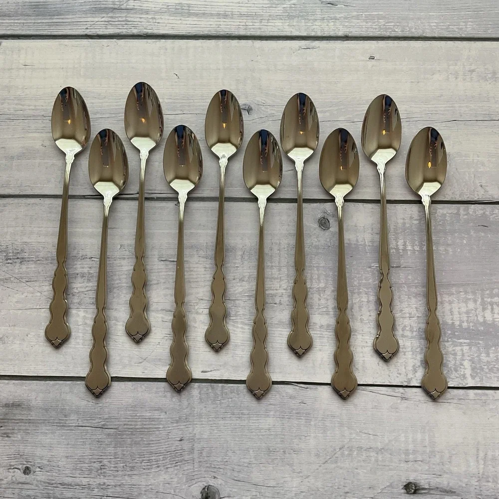 Oneida Distinction Deluxe HH VALERIE Stainless Flatware 10 Iced Tea Spoons